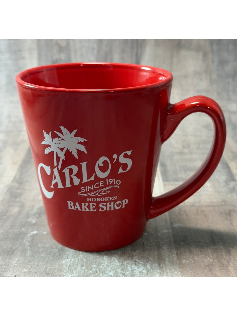 Carlo's Bake Shop Cake's Up Santa Monica Red & White Coffee Mug Cup
